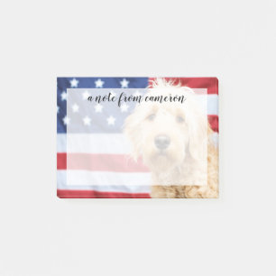 Post-it® Goldendoodle avec drapeau américain