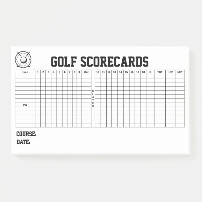 Post-it® Golf Scorecards (Devant)