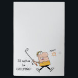 Post-it® Golfeur de bande dessinée<br><div class="desc">Un golfeur drôle de bande dessinée finit son oscillation pendant que la boule de golf décolle. Le texte, dans le noir, indique que "je JOUERAIS AU GOLF plutôt !" L'image et le texte sont placés sur un arrière - plan blanc. Perfectionnez pour la fan de golf dans votre vie !...</div>