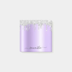 Post-it® Gouttes de paillettes d'argent Pâle lavande scinti