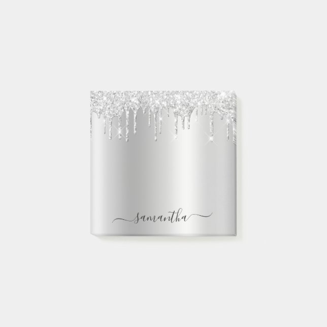 Post-it® Gouttes de paillettes d'argent scintillantes (Devant)