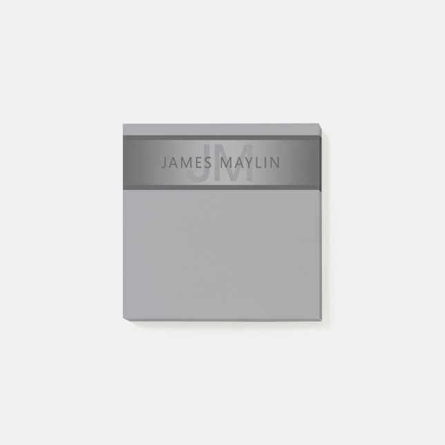 Post-it® Gradient gris foncé moderne Nom ou raison sociale (Devant)