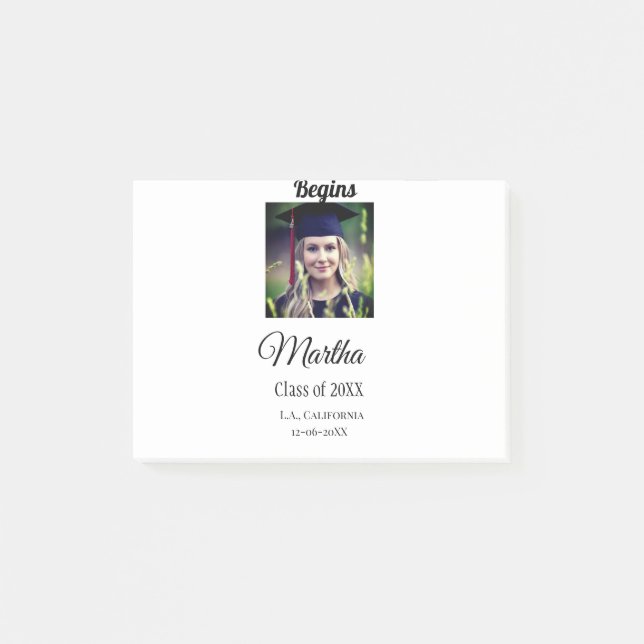 Post-it® Graduation fgrats ajouter nom photo ville date cla (Devant)