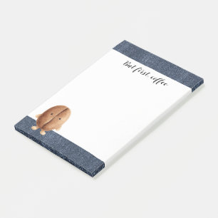 Post-it® Graine de café mignonne fausse denim bleu jean