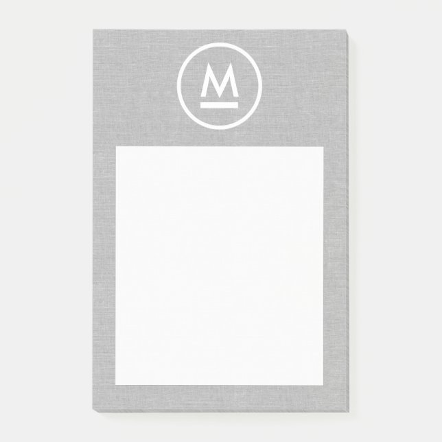 Post-it® Grand Monogramme moderne initial sur lin gris (Devant)
