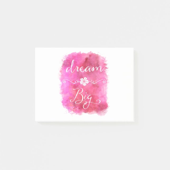 Post-it® Grande citation inspirée rêveuse rose d'aquarelle (Devant)