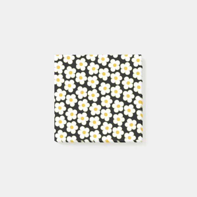 Post-it® Gras Noir & Blanc Retro Fleur Motif Printemps (Devant)