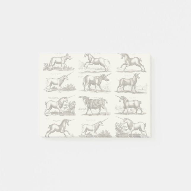 Post-it® Gravure de licorne antique spécimen de zoologie vi (Devant)