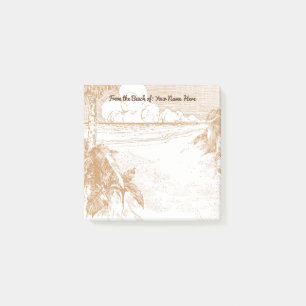 Post-it® Gravure de plage vintage avec palmier modifiable 3
