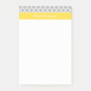 Post-it® Gray White Moroccan #5 Pineapple Name Monogram