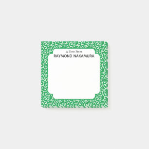 Post-it® Green Karakusa Arabesque Vine Motif