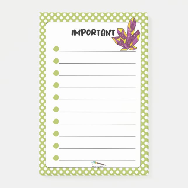 Post-it® Green Polka Dot Red Diamond IMPORTANT (Devant)