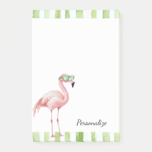 Post-it® Green White Stripes Pink Flamant rose Beach Annive