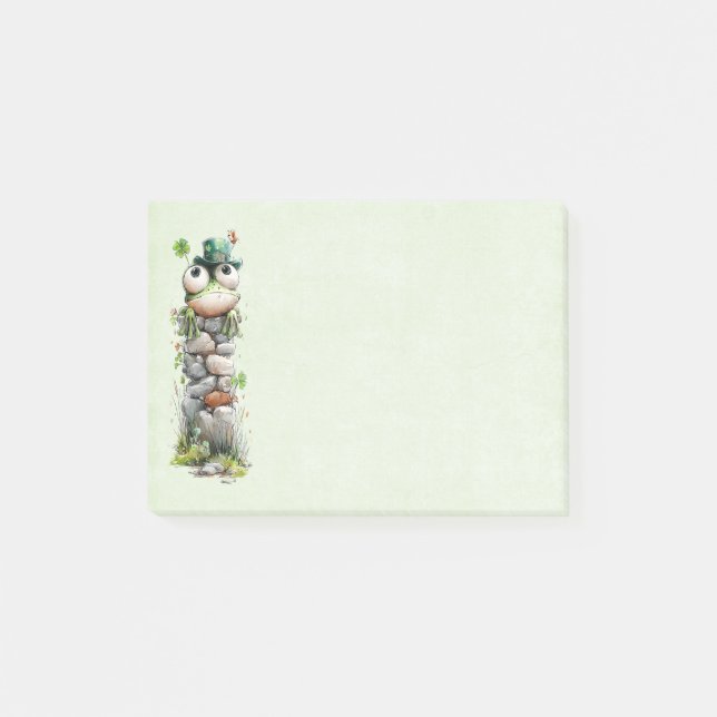 Post-it® Grenouille avec chapeau vert et trèfle mignon (Devant)