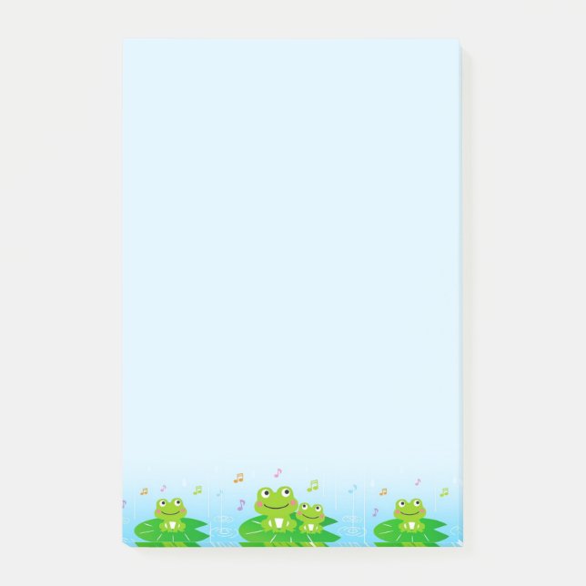 Post-it® Grenouilles mignonnes sur des notes bleu clair (Devant)