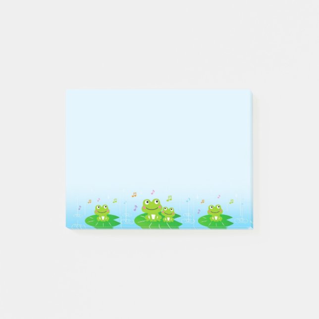 Post-it® Grenouilles mignonnes sur fond bleu clair (Devant)