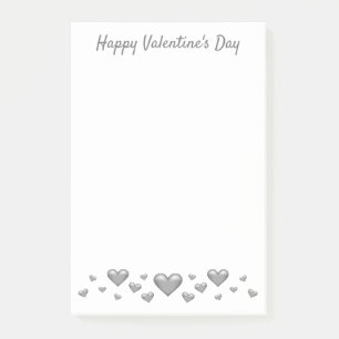 Post-it® Grey Valentine's Day Hearts & Custom Text