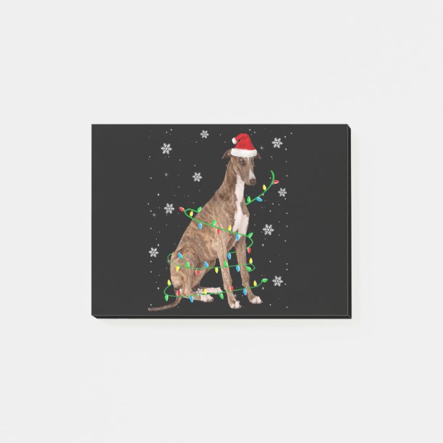 Post-it® greyhound christmas light cute santa greyhound (Devant)