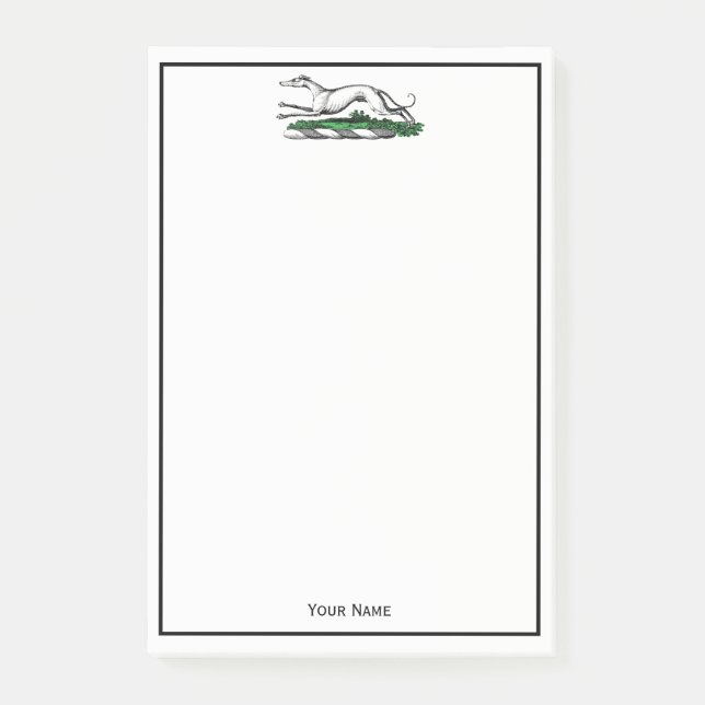 Post-it® Greyhound Whippet à la tête d'un emblème de crête  (Devant)