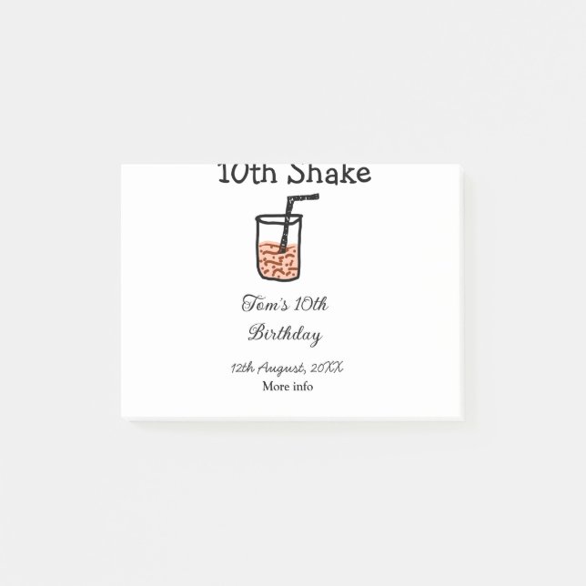 Post-it® gribouillage de milkshake de 10e anniversaire heur (Devant)