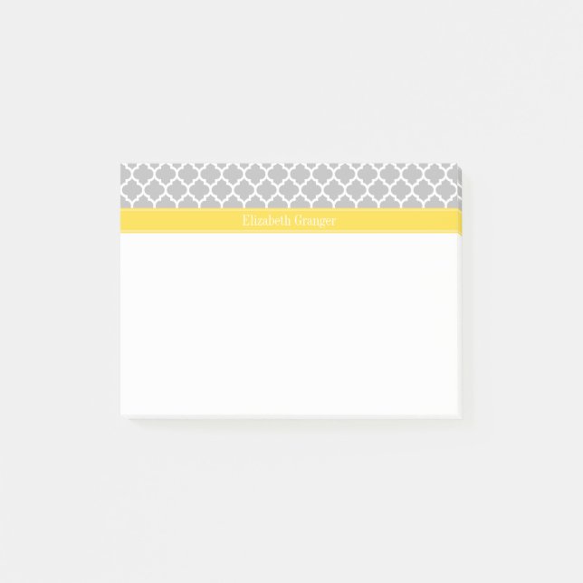 Post-it® Gris Blanc Marocain #5 Ananas Monogramme Initiales (Devant)