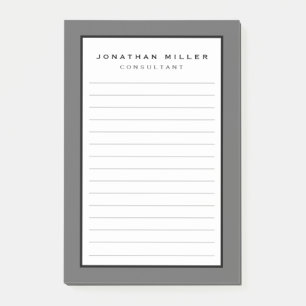 Post-it® Gris linéaire professionnel   Notes post-it de nom