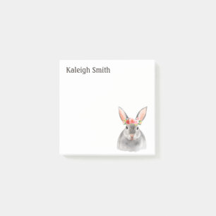 Post-it® Gris personnalisé lapin rouge rose floral