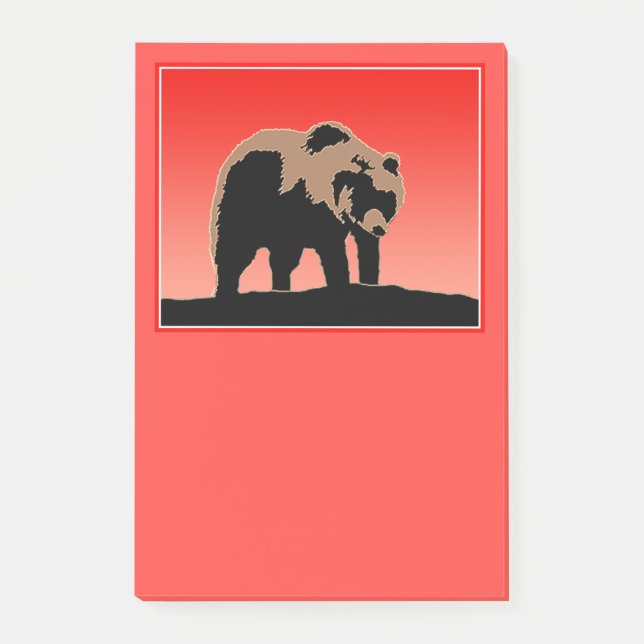 Post-it® Grizzly Bear au coucher du soleil - Art original d (Devant)