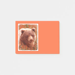 Post-it® Grizzly Bear Cub dans Fireweed Peinture Art de la