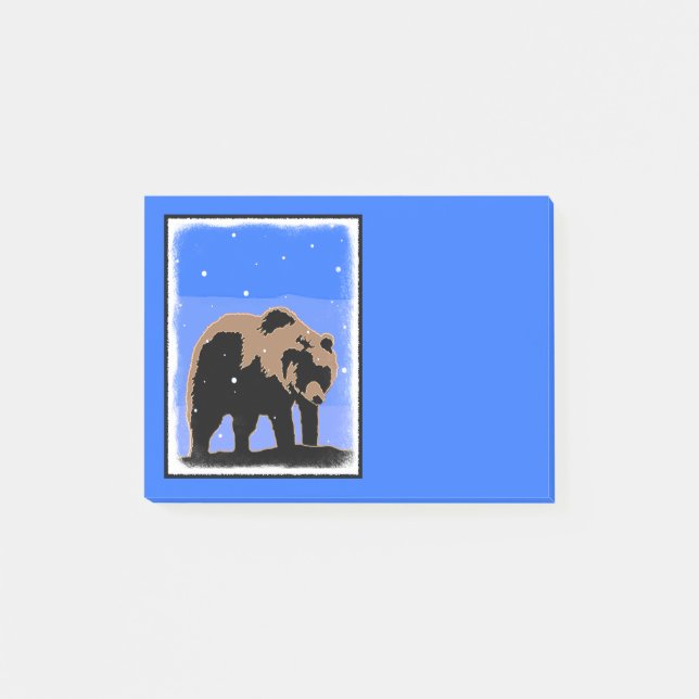 Post-it® Grizzly Bear en hiver - Art original de la faune (Devant)