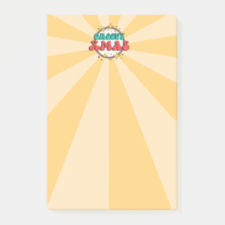 Post-it® Groovy Xmas retro cartoon typography sign