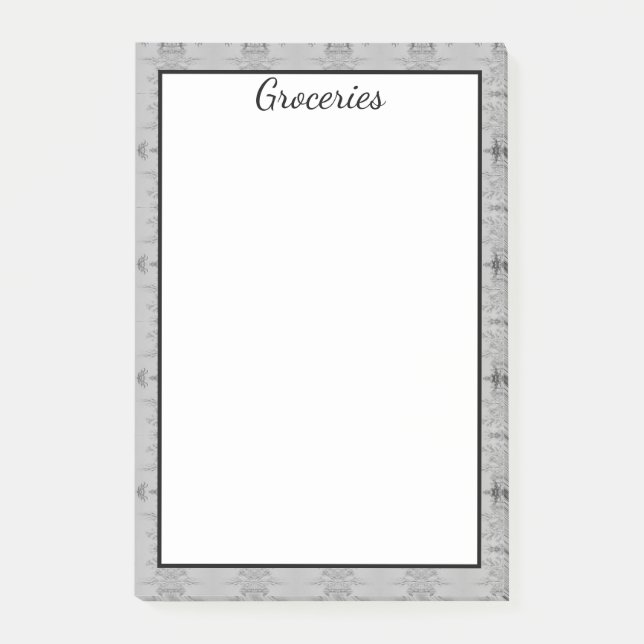 Post-it® Grosse Note D'Épicerie Avec Gris Et Noir (Devant)