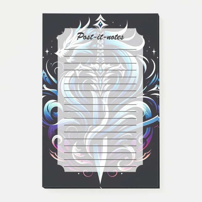 Post-it® Guerrier de fantaisie Épée de dragon mystique Flam (Devant)