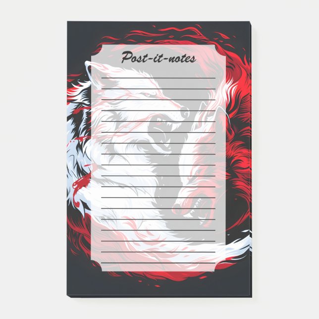 Post-it® Guerrier Loup Cosmique Rouge Blanc (Devant)
