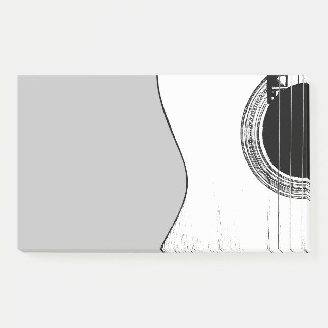 Post-it® Guitare musicale acoustique noir blanc (Devant)