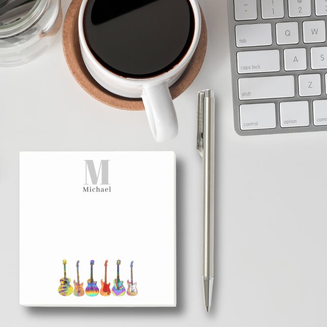 Post-it® Guitares colorées personnalisées Monogramme Musici (Colorful guitars monogram guitar teacher musician guitarist performer songwriter postit notes)