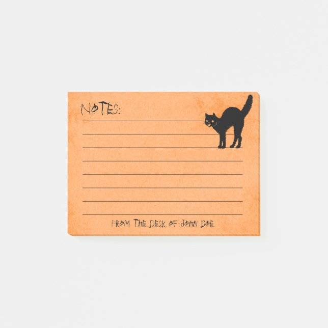 Post-it® Halloween Chat noir Icone Silhouette Orange (Devant)