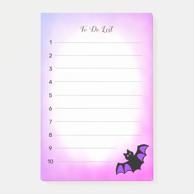 Post-it® Halloween chauve-souris volante sur violet et blan (Devant)