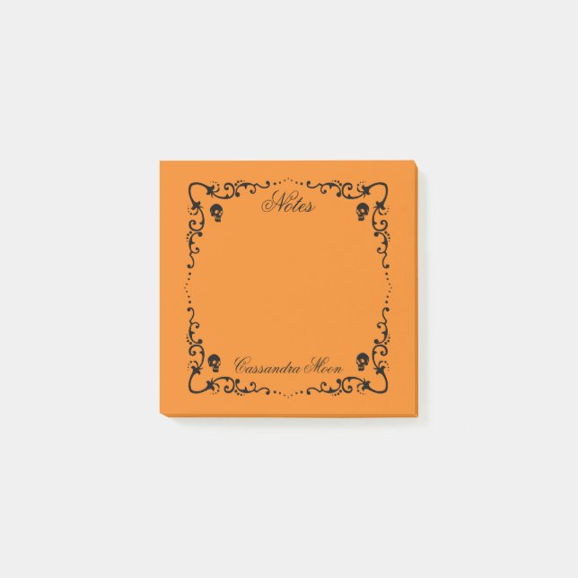 Post-it® Halloween Orange & Black Magic Border Personnalisé (Devant)