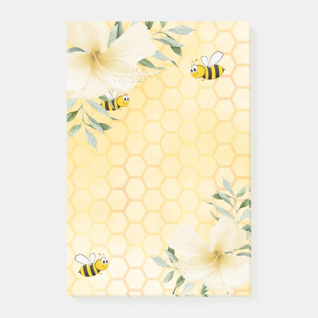 Post-it® Happy abeilles nid d'abeille motif floraux tropica (Devant)