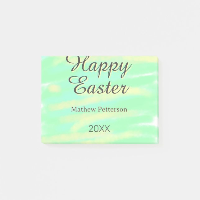 Post-it® Happy Easter green yellow pastel gray name year  (Devant)
