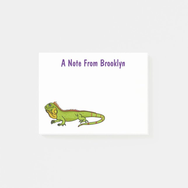 Post-it® Happy green iguana cartoon (Devant)