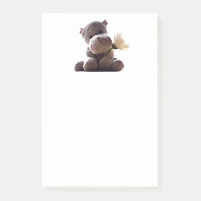 Post-it® Happy Grey Hippo tenant Daisy, mignonne Love Photo (Devant)