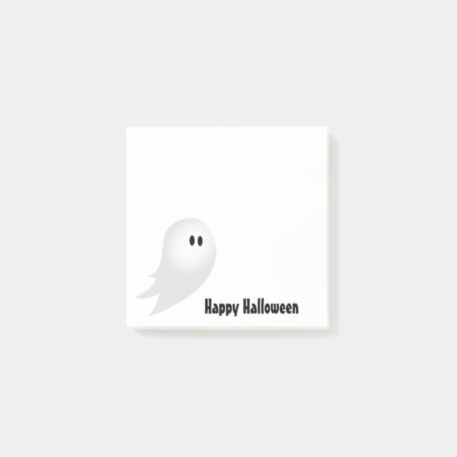Post-it® Happy Halloween blanc dessin animé fantôme (Devant)