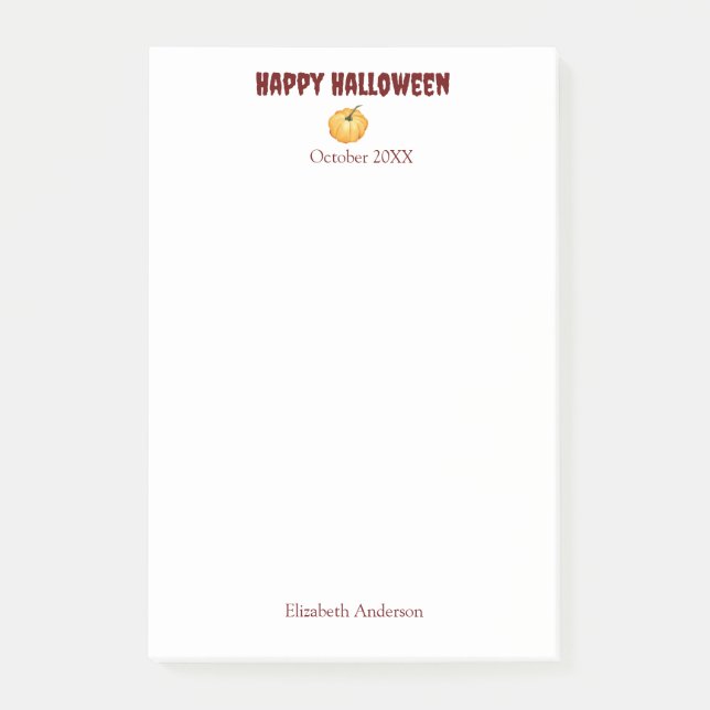 Post-it® Happy Halloween citrouille aquarelle Post-it Notes (Devant)