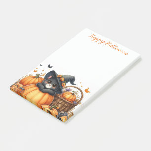 Post-it® Happy Halloween mignonne Chat noir et Citrouille