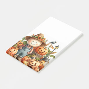 Post-it® Happy Halloween mignonne Scarecrow et Citrouille