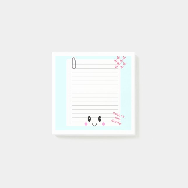 Post-it® Happy Notes Blue : Kawaii Sticky Notes (Devant)
