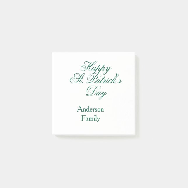 Post-it® Happy St. Patrick's day family name green sminimal (Devant)