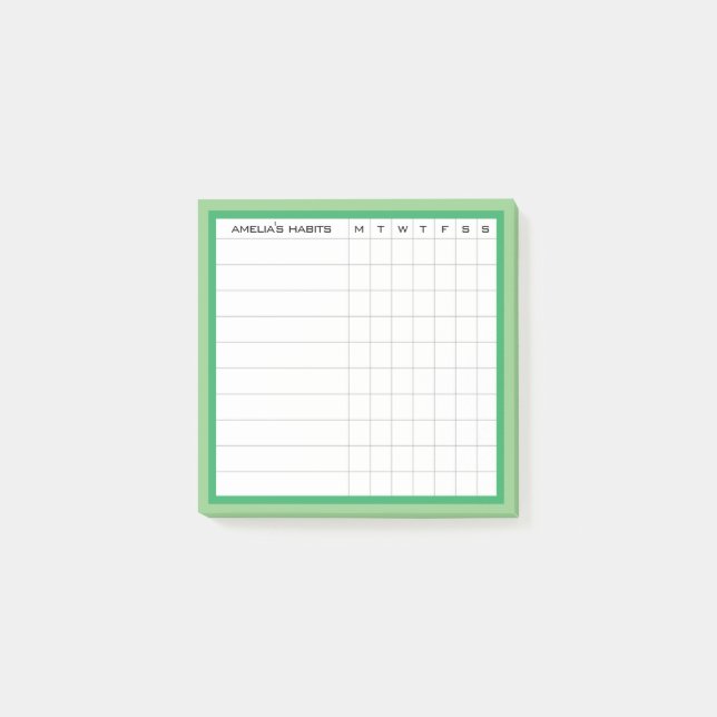 Post-it® Happy Stripe Collection Habit Tracker en vert (Devant)